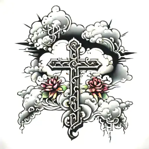 clouds and crosses cover up tattoo tattoo design idea