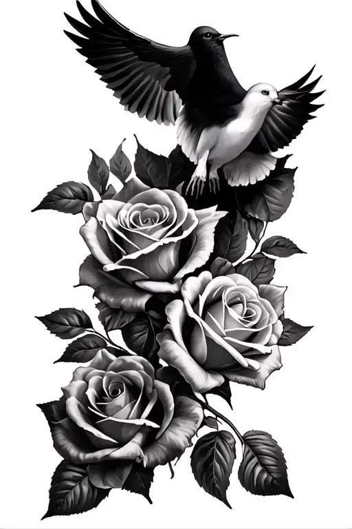proverbs 3 5 6 with roses and doves  tattoo design idea
