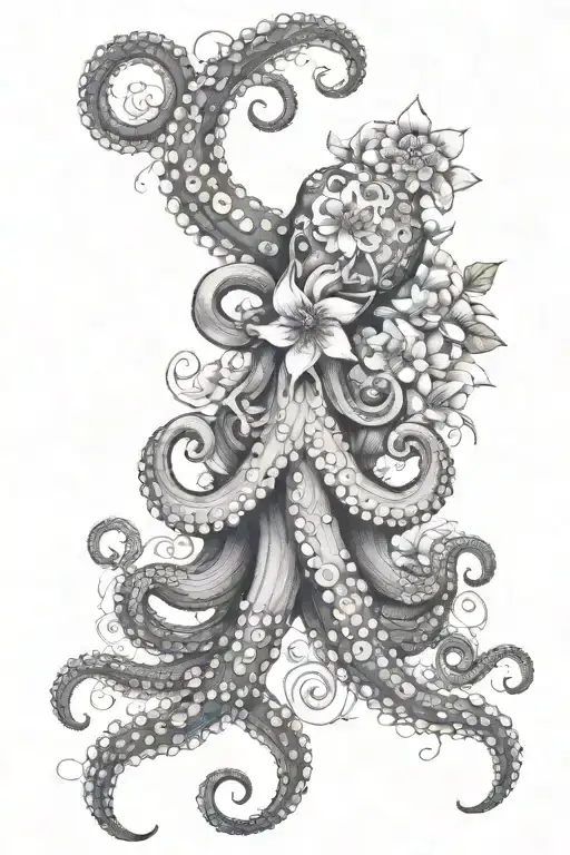 Octopus hugging flower mandala tattoo design idea