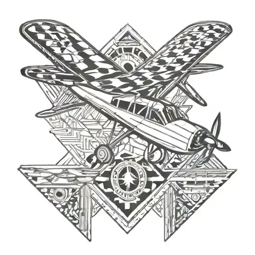 cessna 172 shape made wide line tattoo design idea