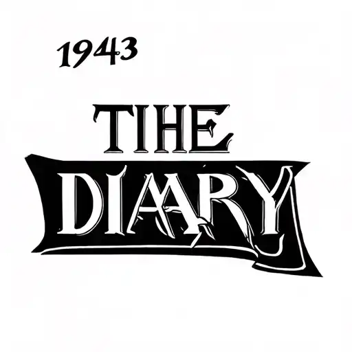 Minimalist tattoo with words "1943 THE DIARY"  tattoo design idea