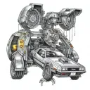 DeLorean time machine surrounded tattoo design idea