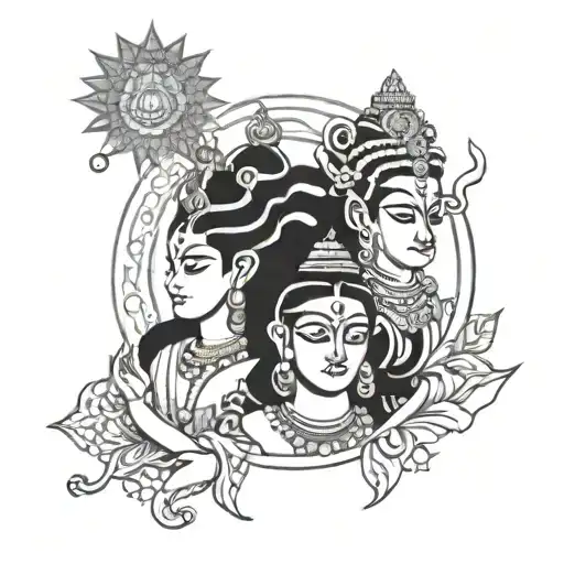 vishnu shiva and bramha Bishnu maheswar tattoo design idea