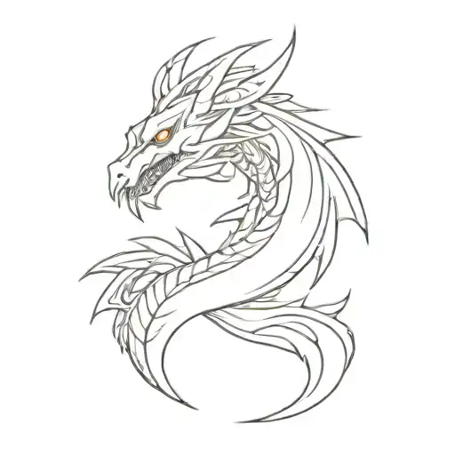 fire eyes white dragon tattoo design idea