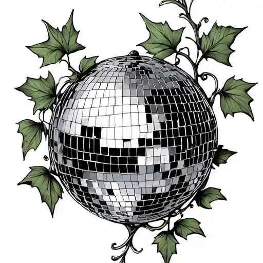 small ivy plant wrapping a mirrorball tattoo design idea