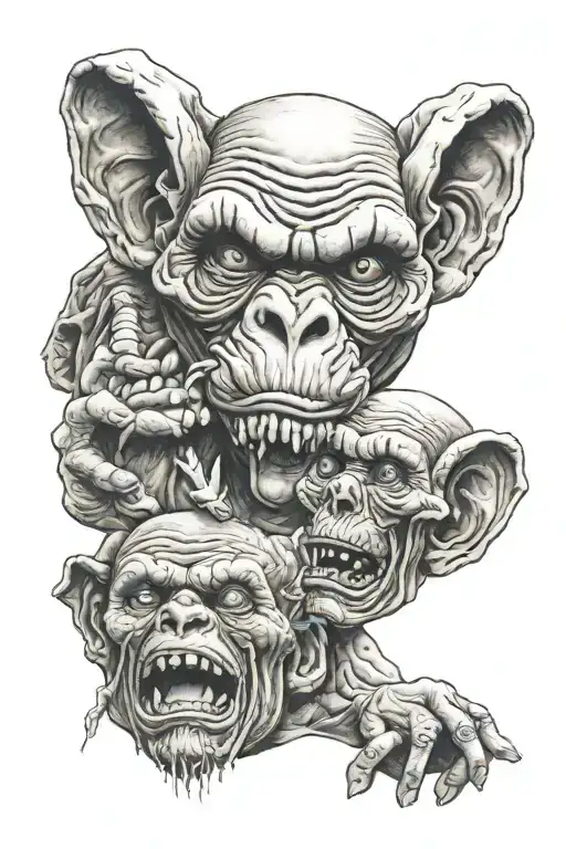 see no evil speak no evil tattoo design idea