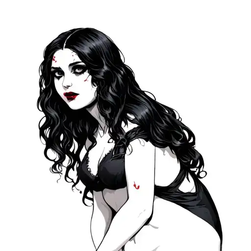chubby nude vampire girl tattoo design idea