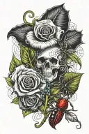 calli Lilly flower, rose ,  black widow spider, rosary , music notes  tattoo design idea