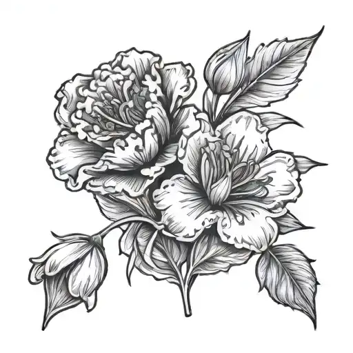 Carnation And Snowdrop tattoo design idea