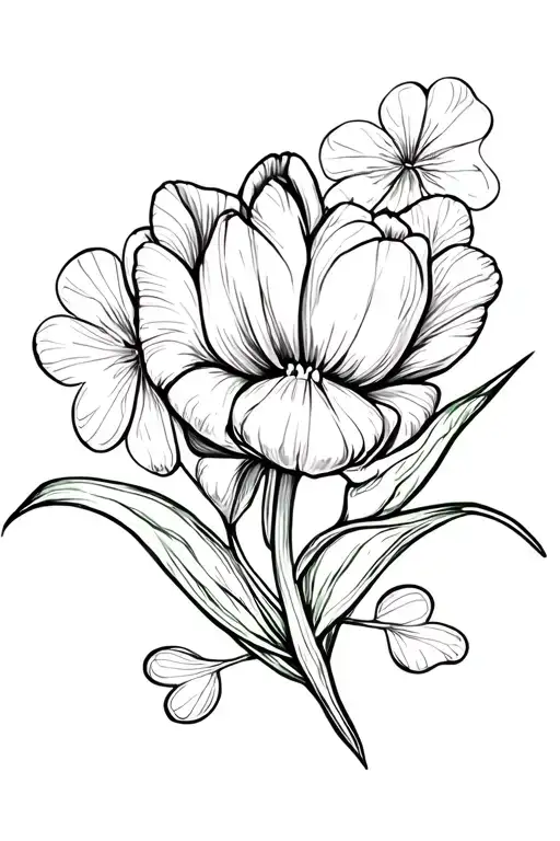 tulip and shamrock intertwined tattoo design idea