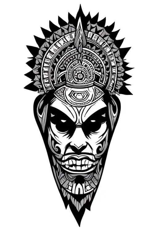 aztec tribal tattoo, full leg sleeve, warrior,  tattoo design idea