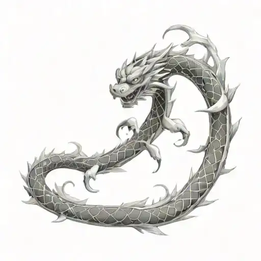 roses surrounding shenron tattoo design idea