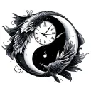Yin Yang Koi Clock tattoo design idea