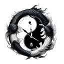 Yin Yang Koi Clock tattoo design idea
