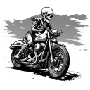 Skeleton riding A motorcycle tattoo design idea