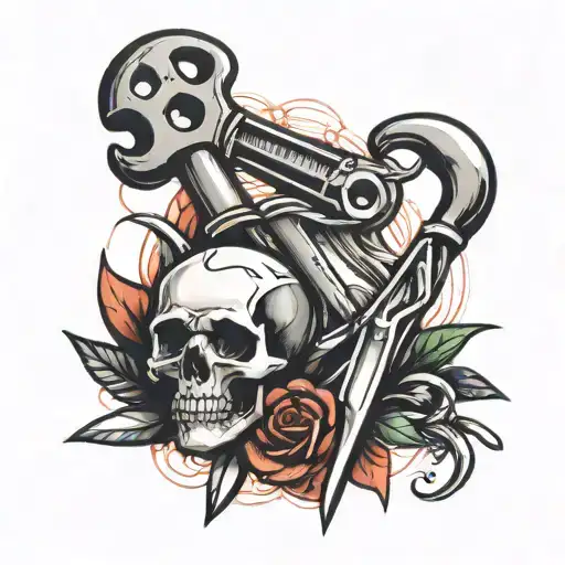 wrench and whisk crossed tattoo design idea
