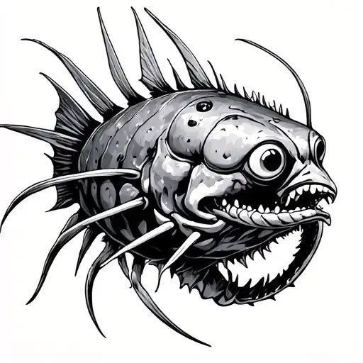 Decaying angler fish tattoo design idea