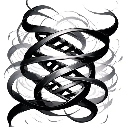 aurora ribbons flowing mixed with artistic soundwaves and backround strong vortex forming to dna  tattoo design idea