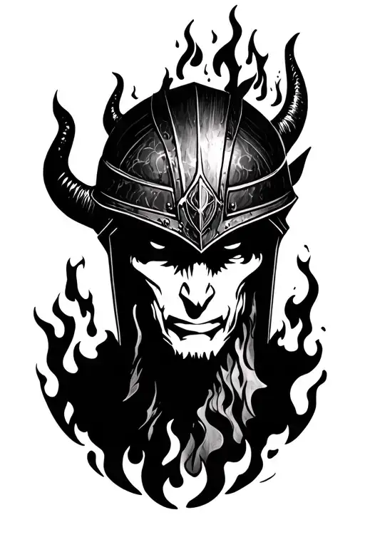 devil with helmet and fires based tattoo tattoo design idea