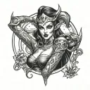 pinup dark elf tattoo design idea