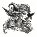 pinup dark elf tattoo design idea