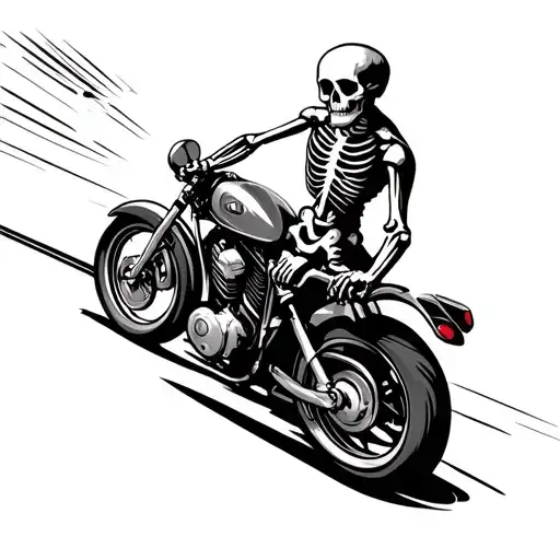 skeleton with motorcycle speeding tattoo design idea