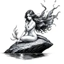 Mermaid On Rock tattoo design idea