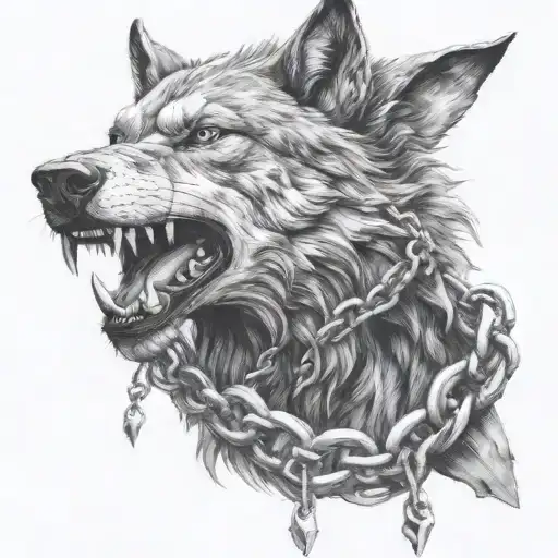 fenrir breaking his chains wrapped tattoo design idea