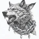 fenrir breaking his chains wrapped tattoo design idea