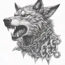 fenrir breaking his chains wrapped tattoo design idea