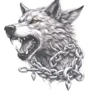 fenrir breaking his chains wrapped tattoo design idea