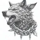 fenrir breaking his chains wrapped tattoo design idea