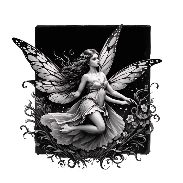 fairy flying tattoo design idea