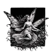fairy flying tattoo design idea