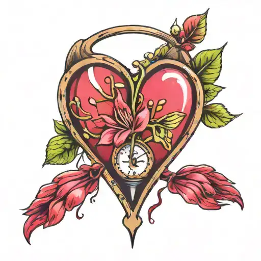 bleeding heart in hour glass tattoo design idea
