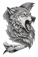 wolf growl Aggressive Defending tattoo design idea