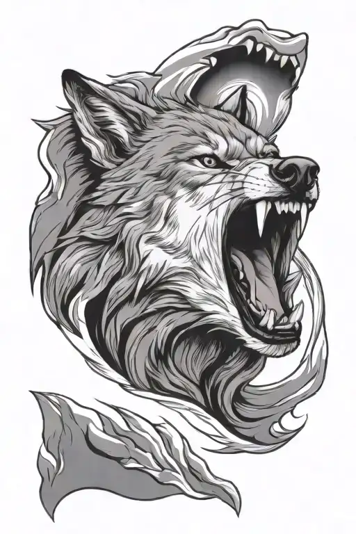 wolf growl Aggressive Defending tattoo design idea