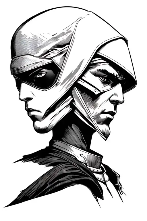 Perfect Blend of Agent 47 (Hitman), Solid Snake (Metal Gear Solid) and Ezio (Assassins Creed) tattoo design idea