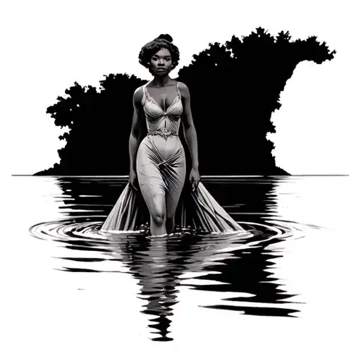 A fully dressed black (from the late 1800s) woman walked out of the water.  tattoo design idea