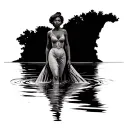 A fully dressed black (from the late 1800s) woman walked out of the water.  tattoo design idea