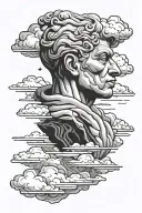 thinker sculpture with cloud over his head tattoo design idea