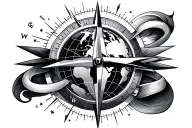 compass and earth globe tattoo design idea