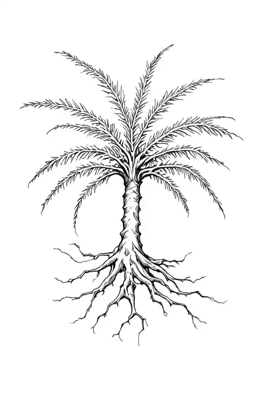 neuron palm tree tattoo design idea