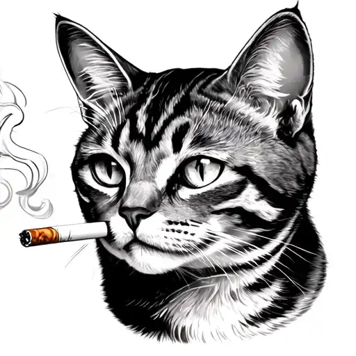 a cat smoking cigarette neo trible tattoo tattoo design idea