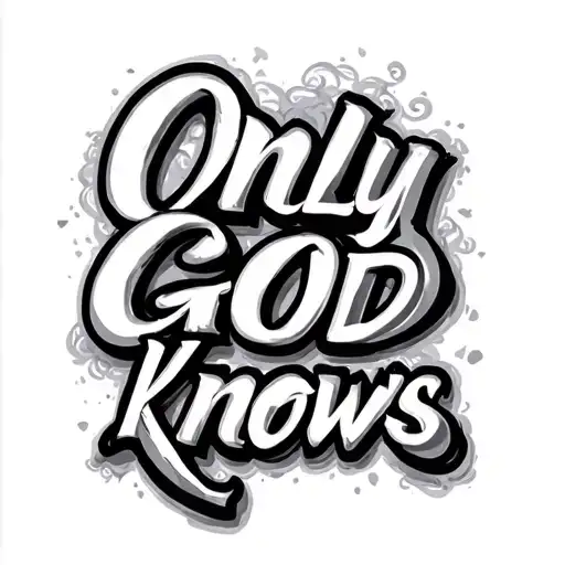 the words "Only God Knows" written in a creative style cursive writing tattoo design idea