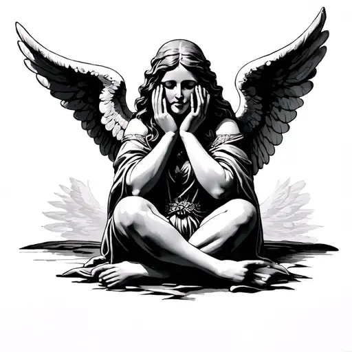angel sitting hear no evil speak no evil see no evil tattoo design idea