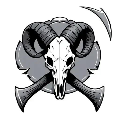 Viking axes with ram skull  tattoo design idea