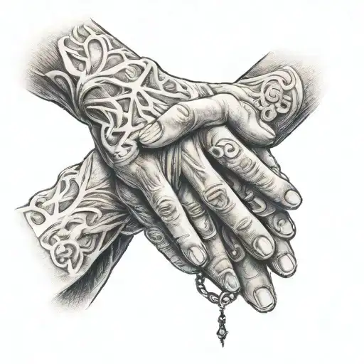 praying hands holding each other tattoo design idea