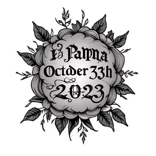 Generate me a sketch for a forearm tattoo that's for my papa with the date October 30th, 2023 in Roman numerals and has  tattoo design idea