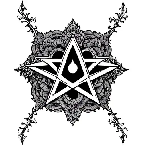 pentagram in lace tattoo design idea